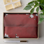 Papier Mousseline Asie Floral blanc cerisier rouge (Cadeau)