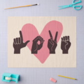 Papier Mousseline ASL Love IV - Saint Valentin (Artisanat)