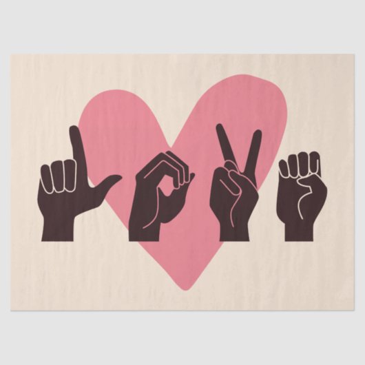 Papier Mousseline ASL Love IV - Saint Valentin (Recto)