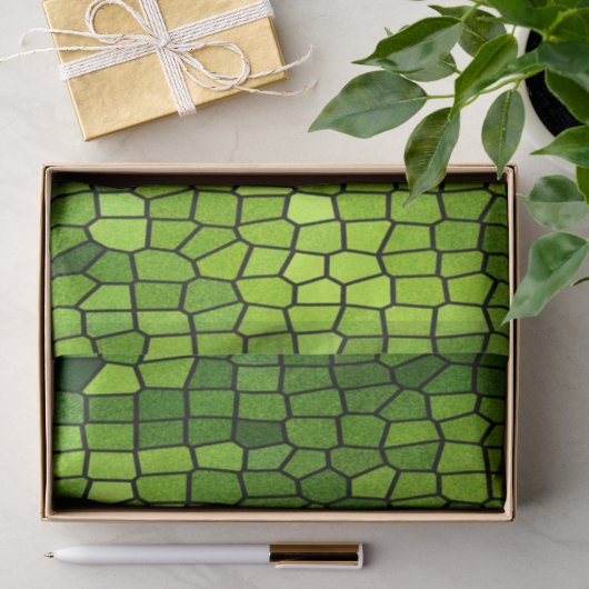 Papier Mousseline Aspect verre taillé vert (Cadeau)