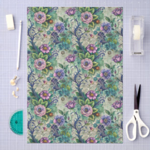 Papier Mousseline Assez Grand Motif Damassé Sans Couture Floral