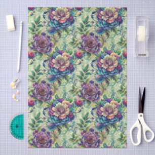 Papier Mousseline Assez Grand Motif Damassé Sans Couture Floral