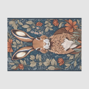 Papier Mousseline Assis lapin Brown Floral Vintage