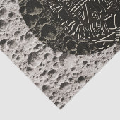 Papier Mousseline Astronaute sur la Lune Espace Noir & Gris (Détail)