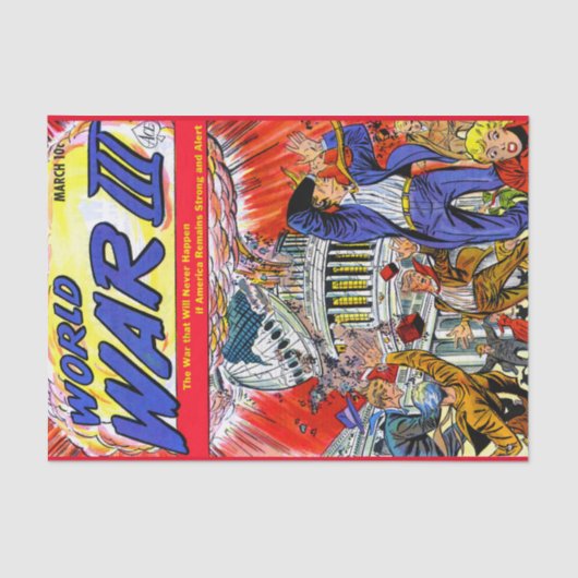 Papier Mousseline Attaque nucléaire Vintage Comics (Recto)