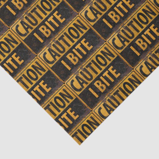 Papier Mousseline ATTENTION - I BITE rouille panneau d'avertissement (Détail)