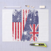 Papier Mousseline AUSTRALIAN ROOTS Half American Flag AUSTRALIE (Artisanat)