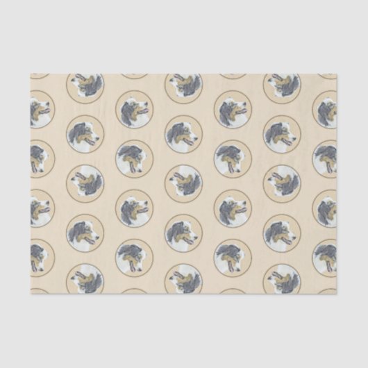 Papier Mousseline Australian Shepherd Black Tri Peinture Dog Art (Recto)