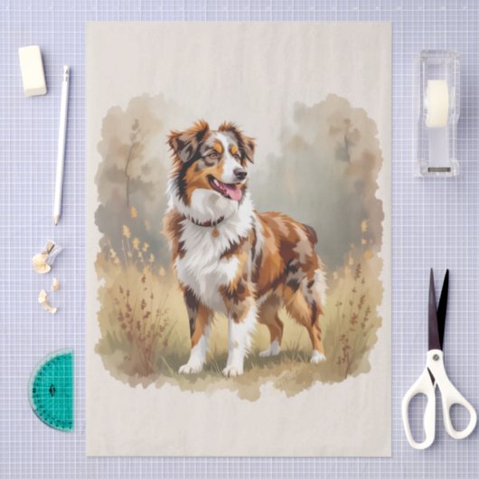 Papier Mousseline Australian Shepherd Dog Red Merle Aussie (Artisanat)