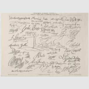 Papier Mousseline Autographes de gens célèbres Script manuscrit