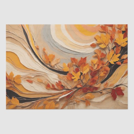 Papier Mousseline Automne Abstrait Feuilles d'automne Foliage Découp (Recto)
