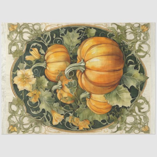 Papier Mousseline Automne Citrouille Automne Feuilles Découpage Art  (Recto)