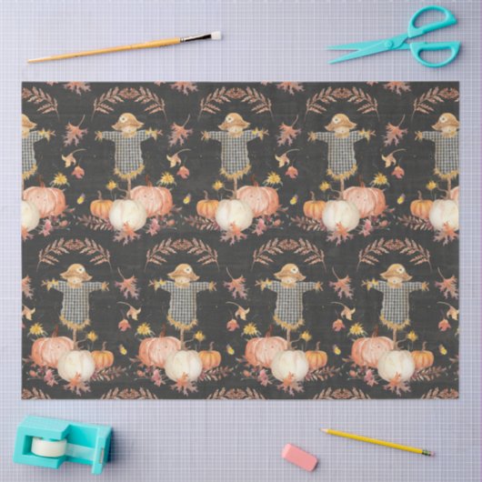 Papier Mousseline Automne Citrouille récolte Floral Automne Feuilles (Artisanat)