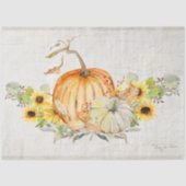 Papier Mousseline Automne Citrouille Sunflower Watercolor Découpage (Recto)