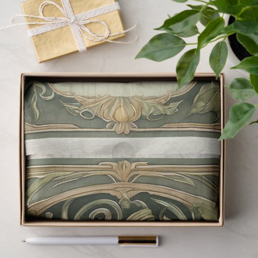 Papier Mousseline Automne Citrouille Vert Feuille Art Nouveau Découp (Cadeau)