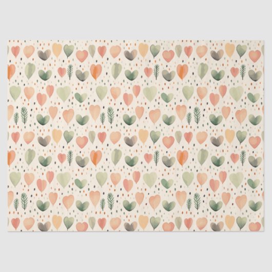 Papier Mousseline Automne Coeurs moyens 2 (Recto)