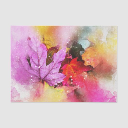 Papier Mousseline Automne érable feuille aquarelle automne pastel (Recto)