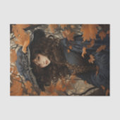 Papier Mousseline Automne Érable Feuilles Jolie fille en noir (Recto)