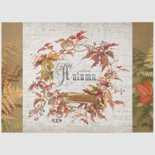 Papier Mousseline Automne Feuille d'automne Script Ephémère Découpag (Recto)