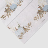 Papier Mousseline Automne Feuilles Citrouille Aquarelle Bleu en Blan (Détail)