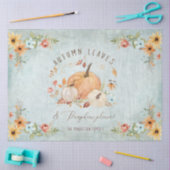 Papier Mousseline Automne Feuilles Florales Citrouille Orange Blanc  (Artisanat)