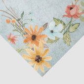 Papier Mousseline Automne Feuilles Florales Citrouille Orange Blanc  (Détail)