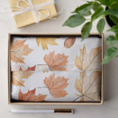 Papier Mousseline Automne Feuilles Terracotta Brown Boho Motif (Cadeau)