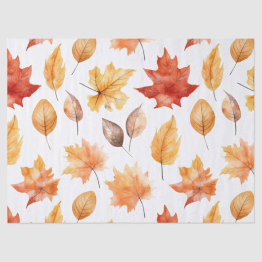 Papier Mousseline Automne Feuilles Terracotta Brown Boho Motif (Recto)