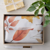Papier Mousseline Automne Feuilles Terracotta Brown Boho Motif (Cadeau)