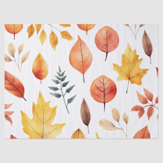 Papier Mousseline Automne Feuilles Terracotta Brown Boho Motif (Recto)