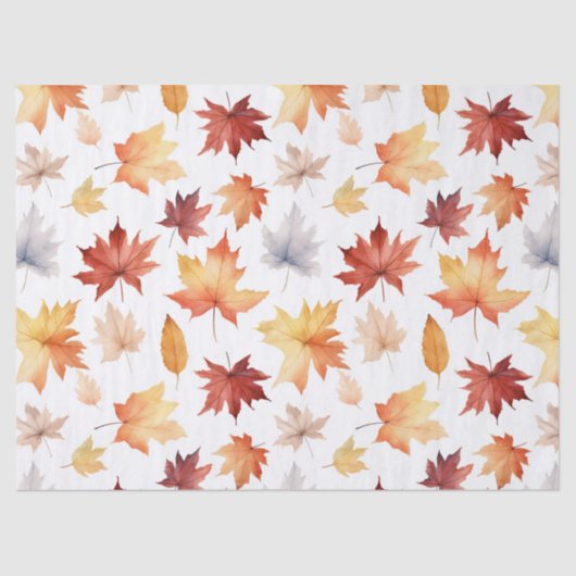 Papier Mousseline Automne Feuilles Terracotta Brown Boho Motif (Recto)