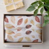 Papier Mousseline Automne Feuilles Terracotta Brown Boho Motif (Cadeau)