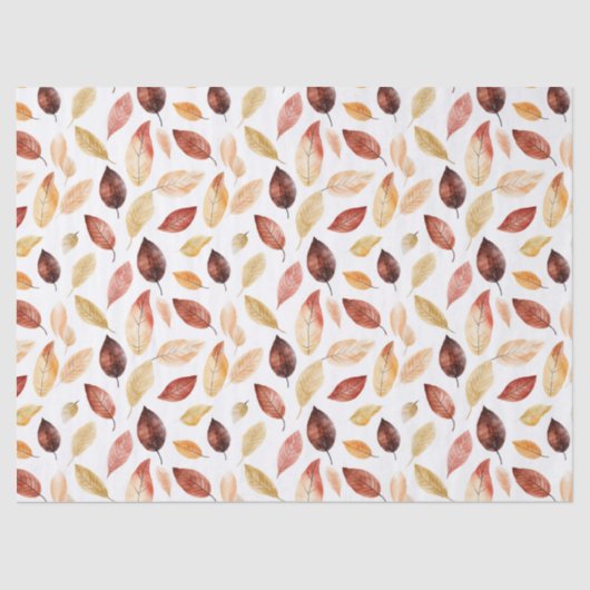 Papier Mousseline Automne Feuilles Terracotta Brown Boho Motif (Recto)