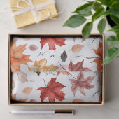 Papier Mousseline Automne Feuilles Terracotta Brown Boho Motif (Cadeau)