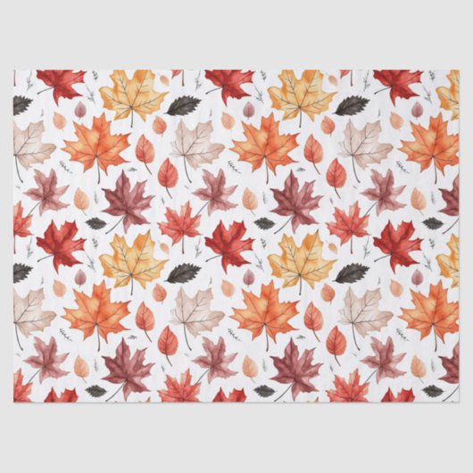 Papier Mousseline Automne Feuilles Terracotta Brown Boho Motif (Recto)