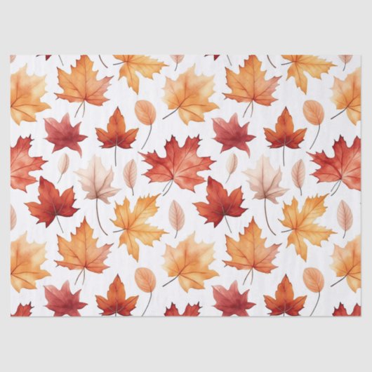 Papier Mousseline Automne Feuilles Terracotta Brown Boho Motif (Recto)