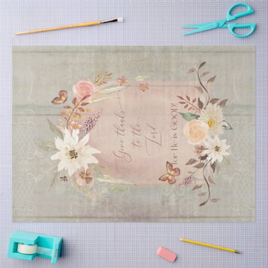 Papier Mousseline Automne Floral Automne Donner Gris Découpage (Artisanat)