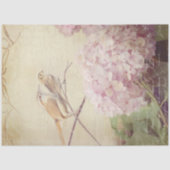 Papier Mousseline Automne Floral rose Hydrangea Bird Ephemera Decoup (Recto)