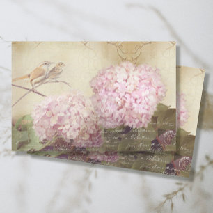 Papier Mousseline Automne Floral rose Hydrangea Bird Ephemera Decoup
