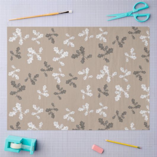 Papier Mousseline Automne Foliing Feuille Brown Taupe Motif (Artisanat)