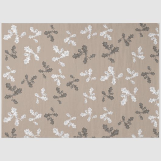 Papier Mousseline Automne Foliing Feuille Brown Taupe Motif (Recto)