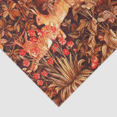 Papier Mousseline AUTOMNE FOREST ANIMALS Hares, Fox, Brown rouge Flo (Détail)