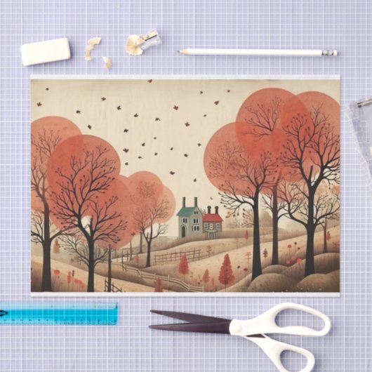 Papier Mousseline Automne lunaire victorien (Artisanat)