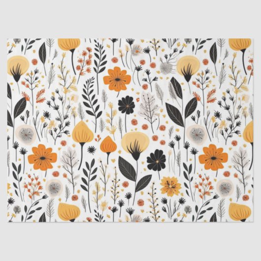 Papier Mousseline Automne Moderne Boho Automne Botanique Floral (Recto)