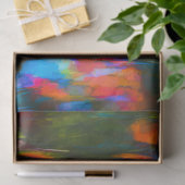 Papier Mousseline Automne orange, bleu, vert peinture abstraite (Cadeau)