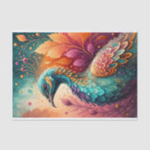 Papier Mousseline Automne Paon Tons de Bijoux Oiseaux Découpage (Recto)