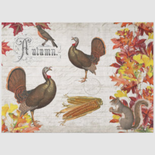 Papier Mousseline Automne Quitte la Turquie Thanksgiving Decoupage