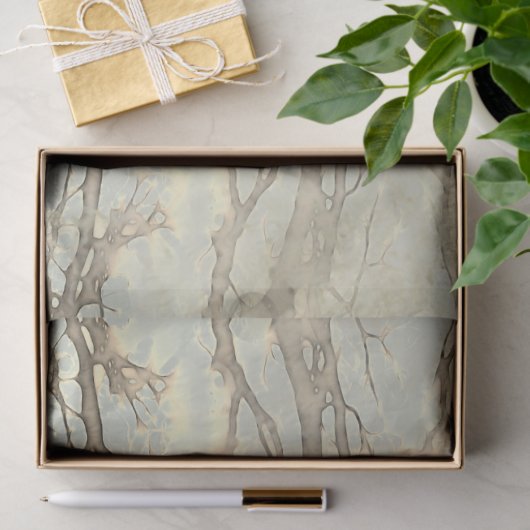 Papier Mousseline AUTOMNE ROBIN Branches automnales (Cadeau)