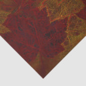 Papier Mousseline Automne Rouge Orange Neon Feuille d'érable foncé (Détail)