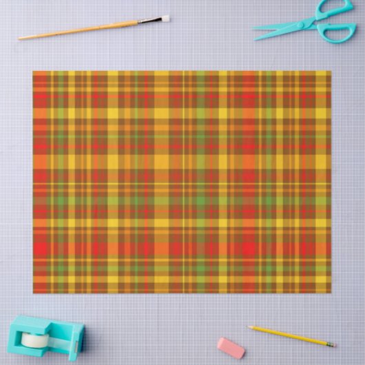 Papier Mousseline Automne Russe Plaid Motif (Artisanat)